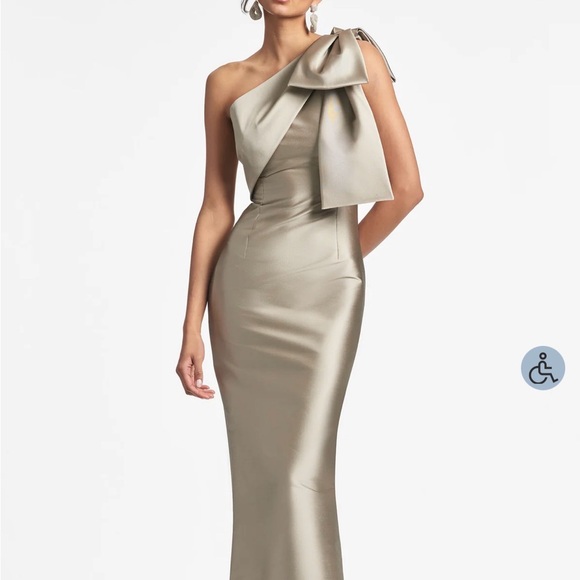 Sachin + Babi Dresses & Skirts - [$895] Sachin + Babi One-Shoulder Satin Gown in Grey Pewter “Bonnie” . size 8